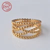 Sterling Silver Rose Gold Plated Free-Form Crisscross Ring muti layer overlap Beaded Ring