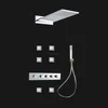 Bathroom Luxury Concealed Thermostatic Shower System 2 Function Shower Head Rainfall & Waterfall Shower Faucet W/ 6pcs Body jets