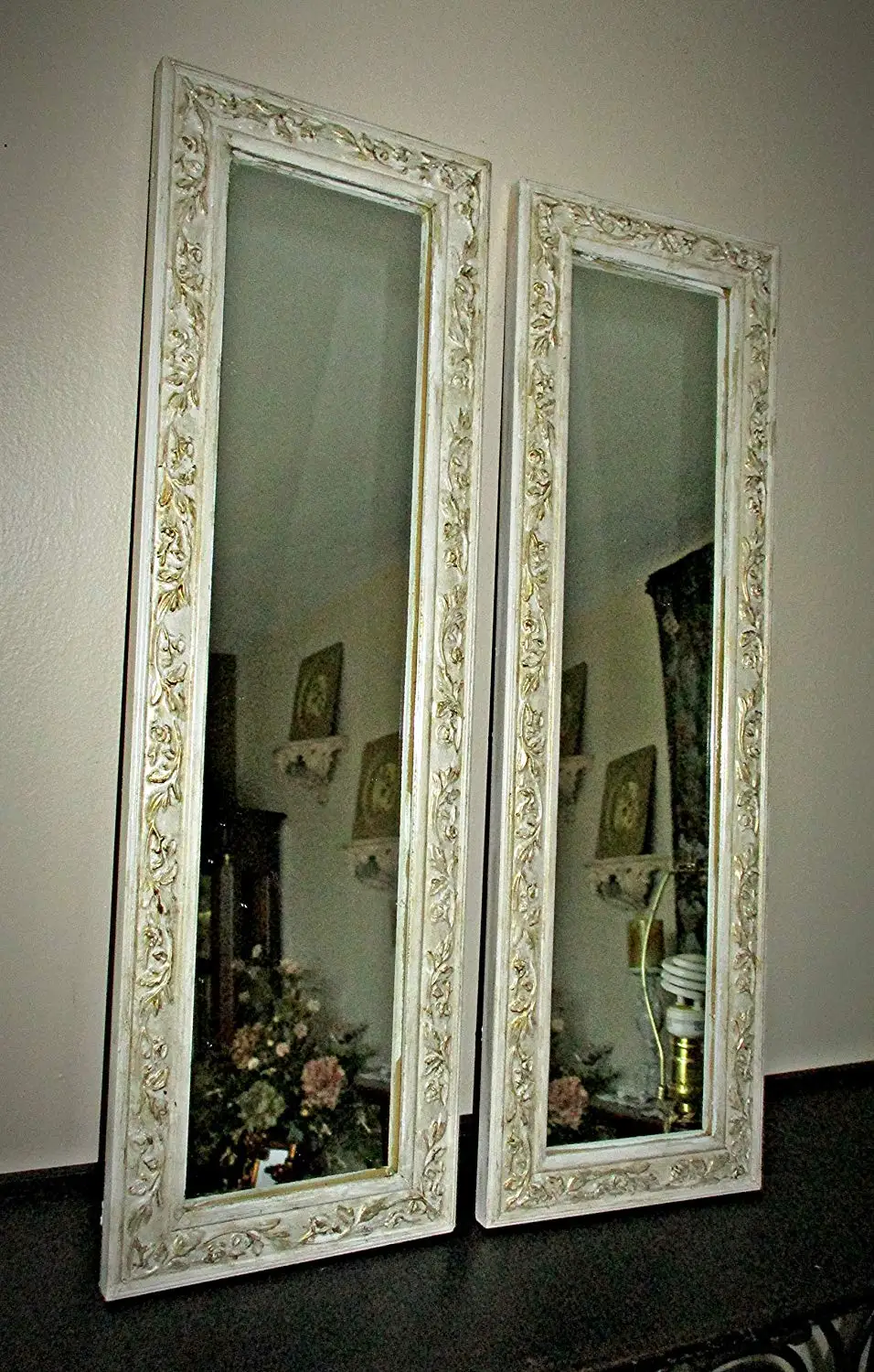 Vintage Style Wall Mirrors Find Get Quotations Wall Mirrors Vintage Upcycled Distressed Heritage White And Gold Baroque Shabby