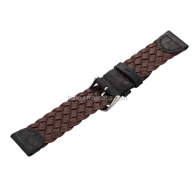 Eache Special Design Braid Leather Watch Band Woven Blue Leather Watch