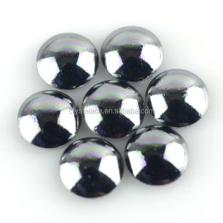 8mm Silver Gray heat transfer half round domes, Decorative Hot-fix half round pearls for bags