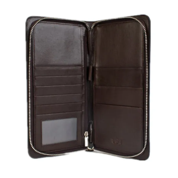 High Quality Zipper Leather Travel Document Wallet Mens Leather Travel