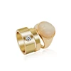 Wholesale Latest Customize Shiny Gold Diamond Engagement Gemstone Jewelry Amber Ring Set Designs For Girls 2018