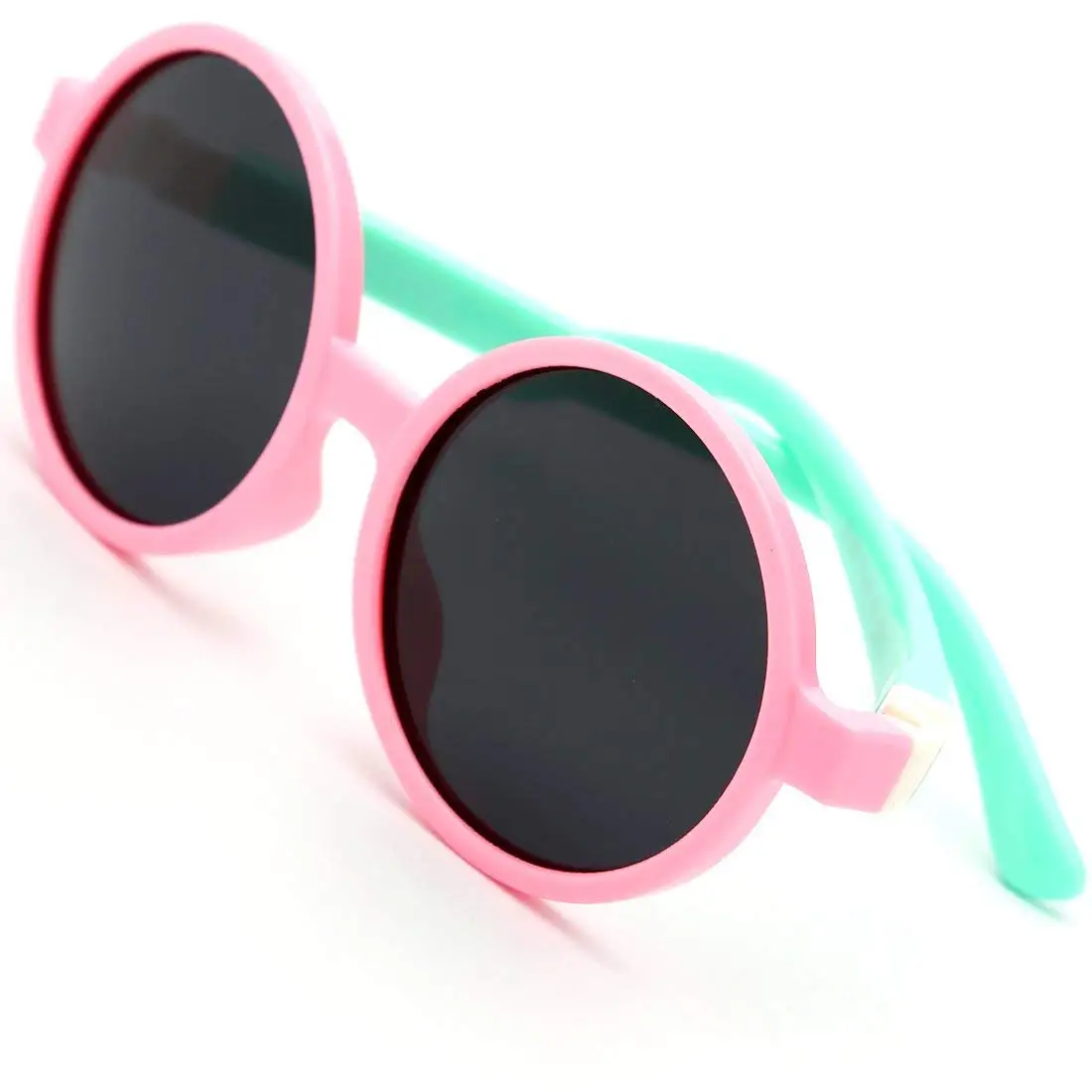 modesoda Kids Sunglasses Pink Soft Silicone Rubber Round Sunglasses Polarized Lens