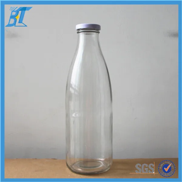 1000ml Glass Milk Bottle 32oz Organic Milk Bottles With Metal Caps