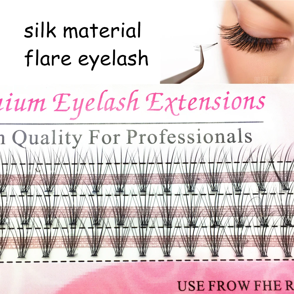 Flare Eyelashes Natural Soft Silk Material Bundles Individual False