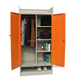 Knock Down Steel Four Compartment Clothes Hanging Cabinet Wardrobe