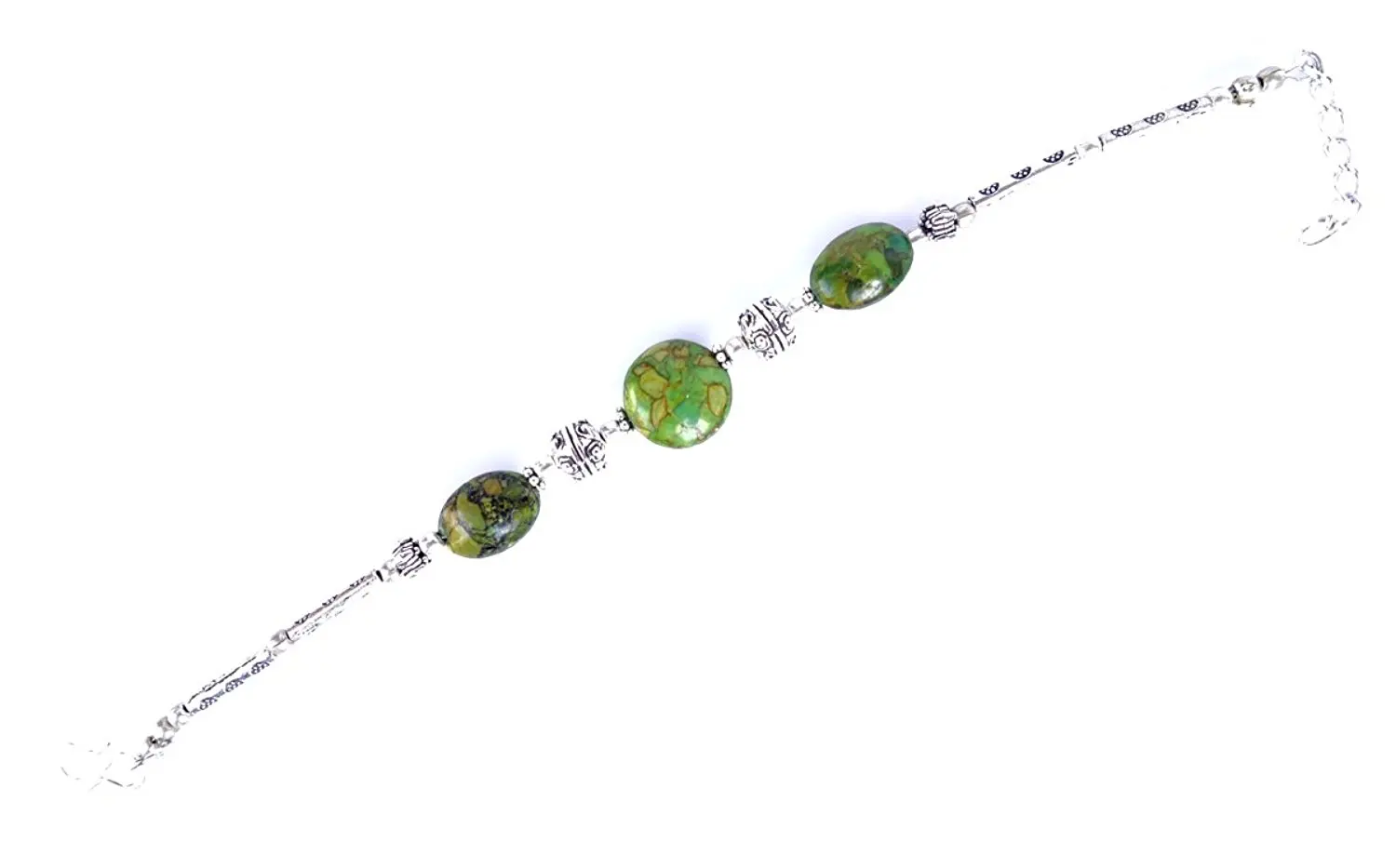 Tibetan Silver COPPER TURQUOISE GEMSTONE HANDMADE BRACELET FOR WOMEN FASHION 925 STERLING SILVER BRACELET