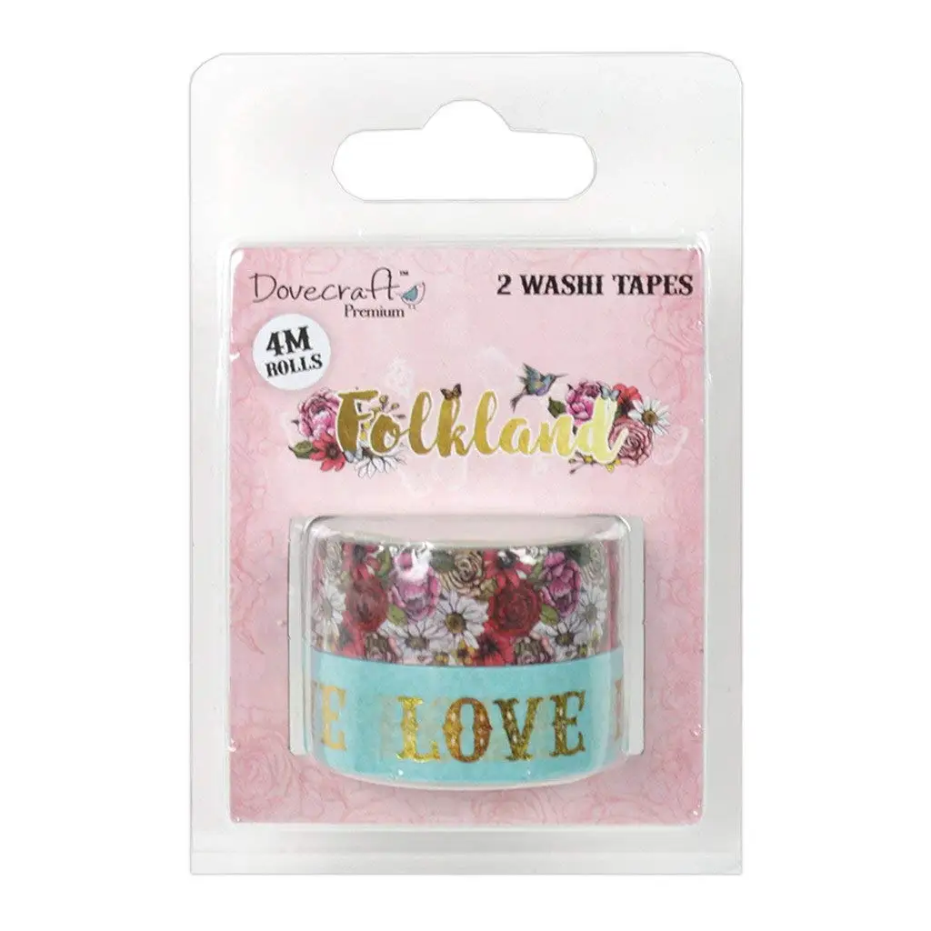 Dovecraft Premium Folkland Paper Craft Collection - Washi Tapes 2 x 4m