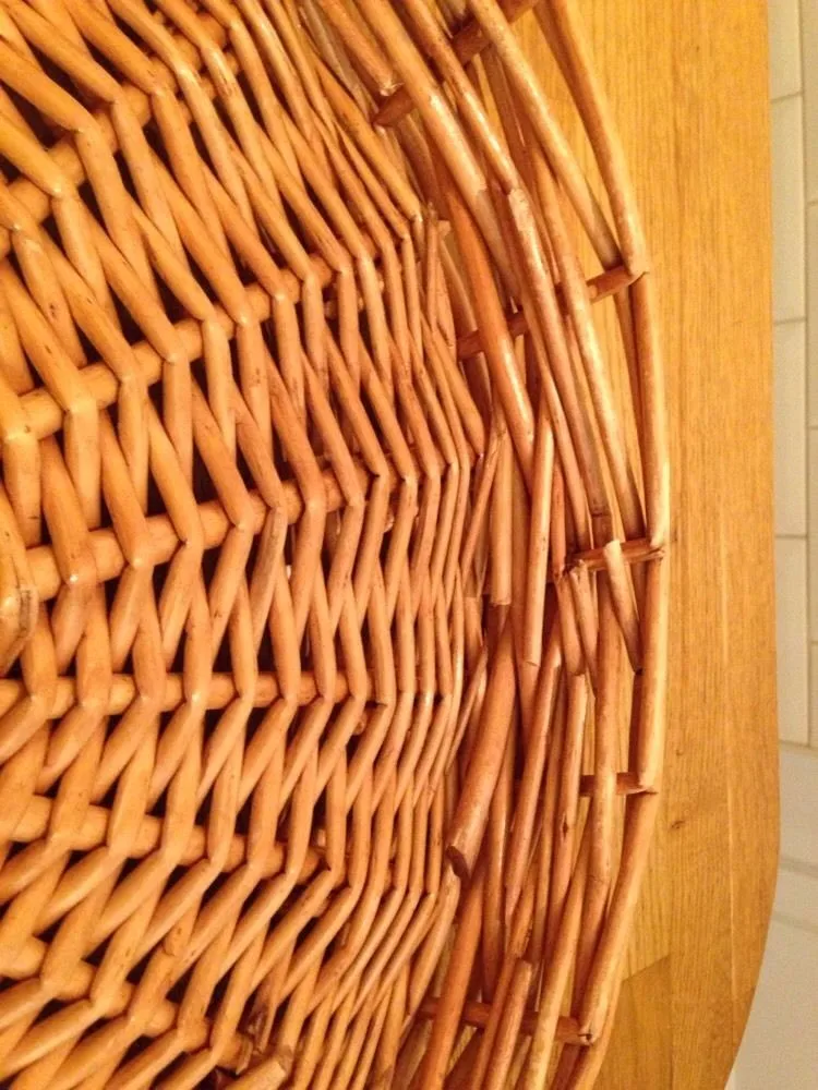 Large Vintage Round Cane Serving Tray Shallow Wicker Bread Basket Buy