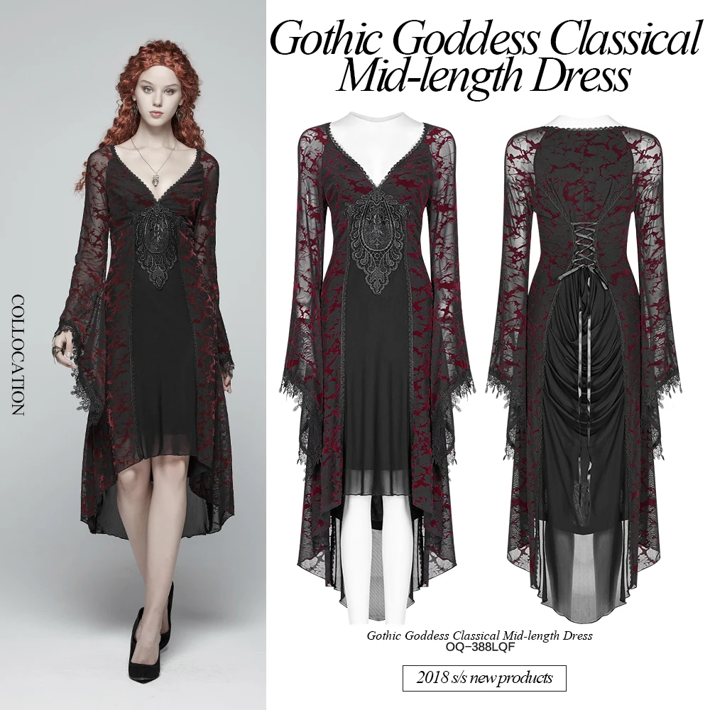 OQ-388 PUNK RAVE 2019 new Gothic Goddess Classical Mid-length Dress