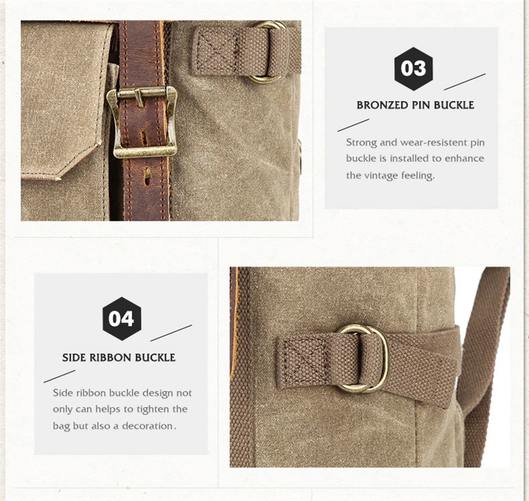 Wholesale Waterproof waxed canvas camera shoulder straps backpack with shockproof and high capacity liner