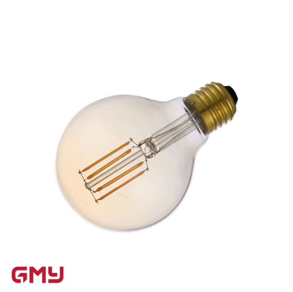 GMY Best selling Globe Dimmable G80 4w 5w led bulb filament clear amber Vintage LED Filament lamp with CE ROHS approval