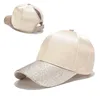Custom Cap Glitter Brim Satin Sports Caps Women Ponytail Baseball Cap