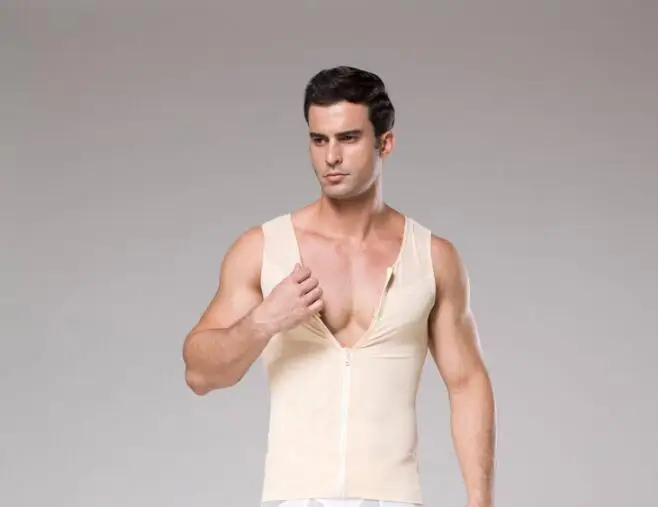 Mens Slimming Body Shaper Vest/T-Shirt With Zipper