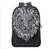 JUNYUAN Fashion PU Backpack Animal Lion Head Travel Laptop Backpack