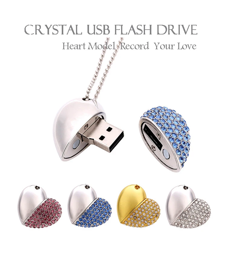 Wedding Heart crystal usb flash drive with free logo - ANKUX.COM