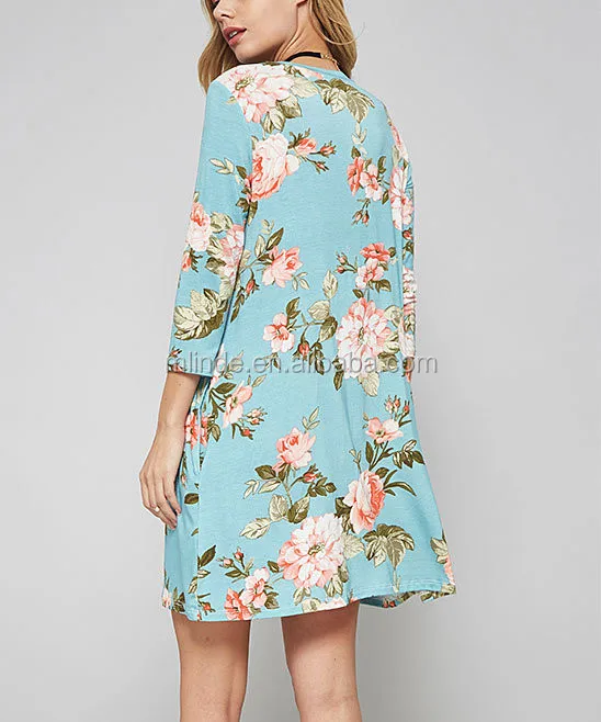 Stylish Clothing Wholesale For Women Party Wear Shift Big Size Fashion Style Casual One Piece Dress In Floral Print Buy Women Casual One Piece Dress In Floral Print Floral Girls Party Dress Floral