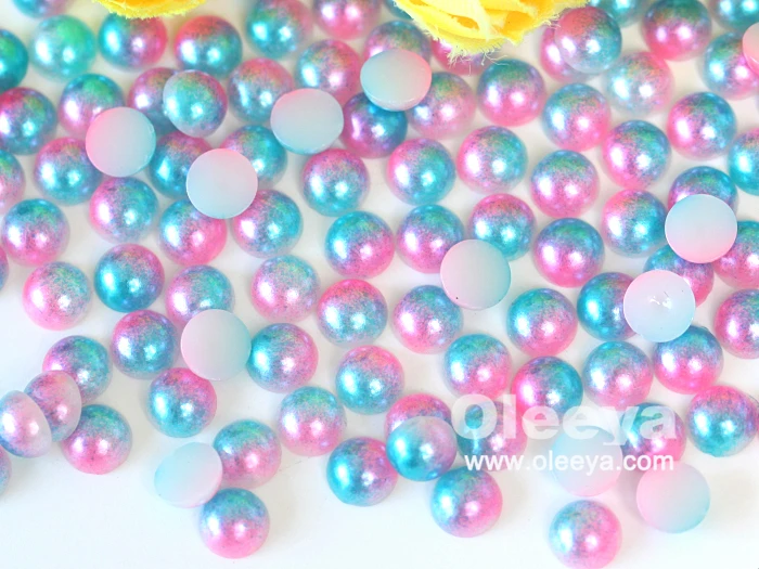 Plastic Pearls Non Hotfix Rhinestone Beads Flat Back 3mm White AB Loose ABS Half Round Faux Pearl Beads for DIY Decoration
