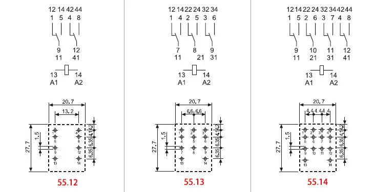 55.32 2CO DPDT 10A 55.34 4CO 4PDT 5A 7A AC DC 12V 24V 48V 110V 220V 230V 240V Plug in General Purpose Relay with CE