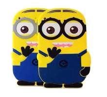 Soft Cute Cartoon tablet PC Accessory for Apple iPad 4 3 2 Despicable Me Minion Rush Silicone protective Back Cases Cover