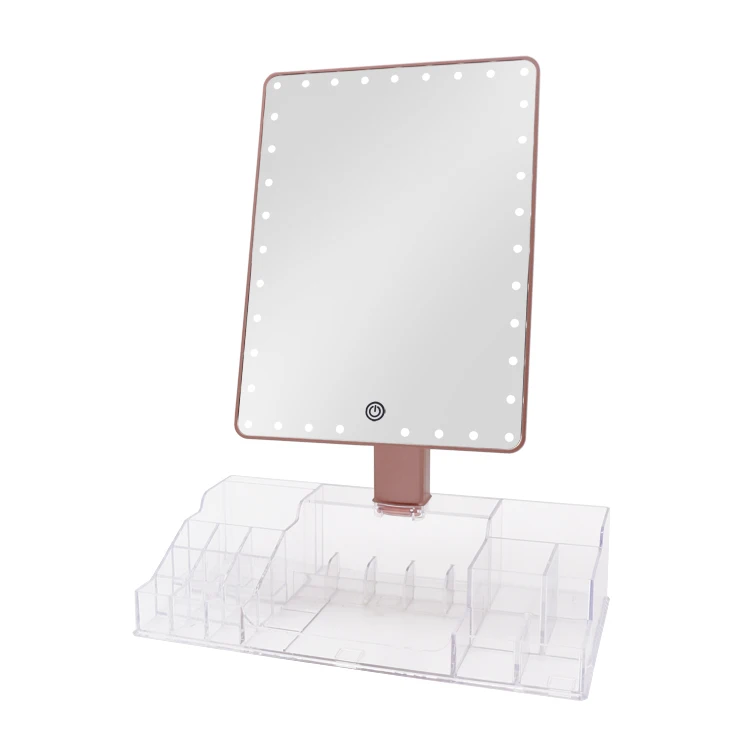 Led Lighted Desktop Makeup Mirror Combined With Cool Jewelry Cosmetic