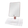 LED Lighted Desktop Makeup Mirror Combined with Cool Jewelry Cosmetic Desktop Organized Display Storage Makeup Container Box