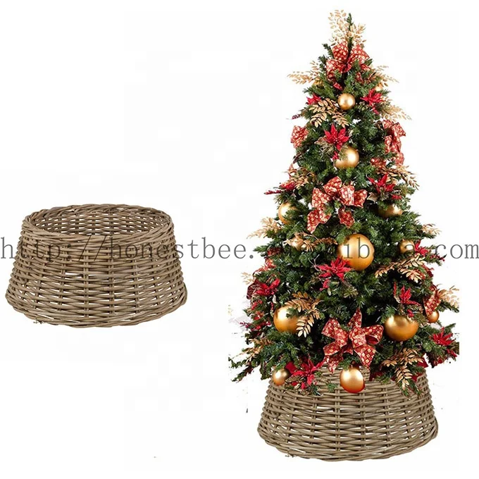Classic Rustic Large Wicker Willow Christmas Tree Skirt Stand Xmas