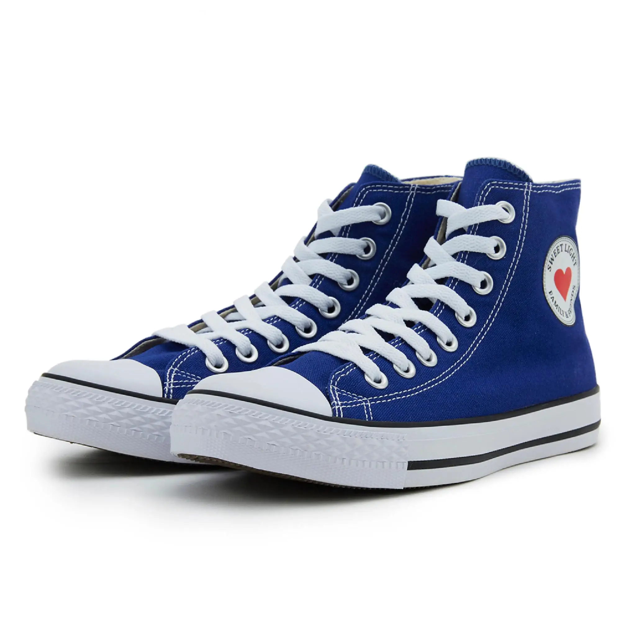 blue canvas high tops