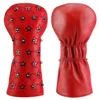 Popular New Design Rivets Elements Red PU Leather Golf Driver Head Cover for Korea Japan