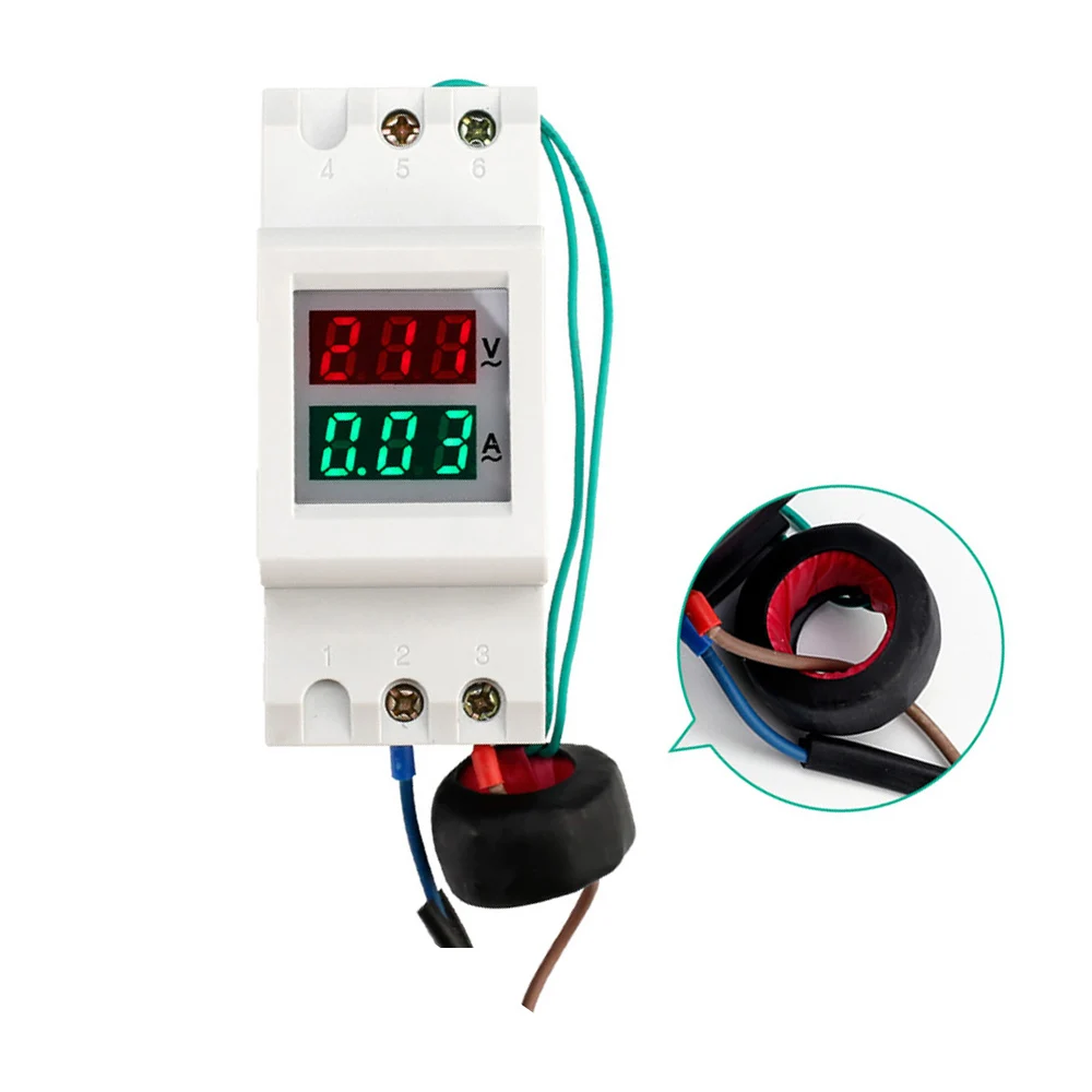 medidor de voltaje y corriente de riel de doble pantalla de doble color 100A 80~300V Multímetro digital de CA medidor de amperímetro de voltímetro AC80-300 / 100A