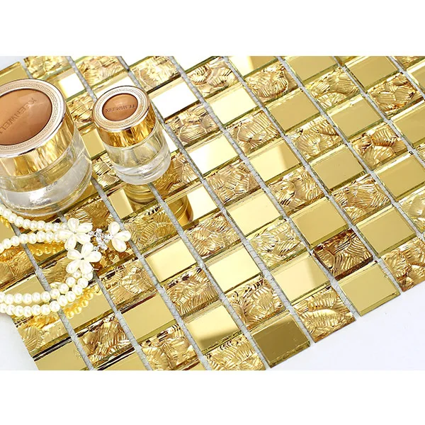 House wall decoration golden mosaic tile mirror