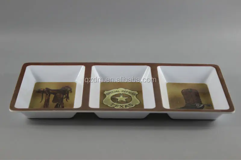Melamine 3 Section Snack Tray