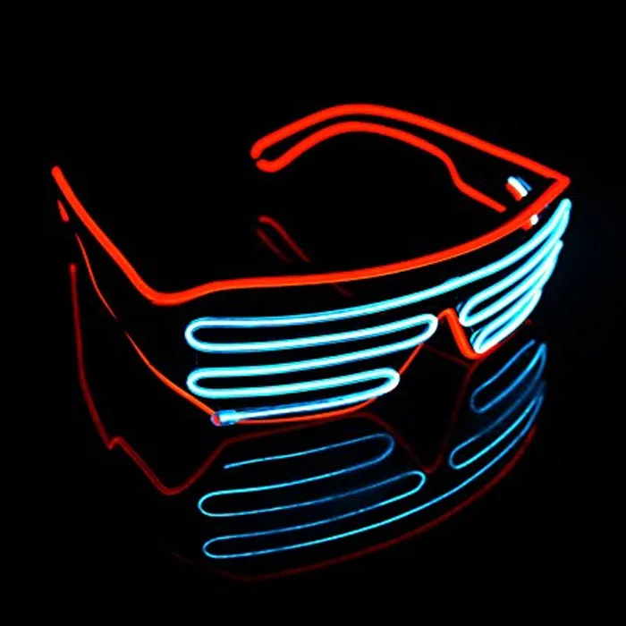 party gift Colorful LED Neon Glowing Light el wire glasses factory price EL wire lighting up Shutter Glasses For funny