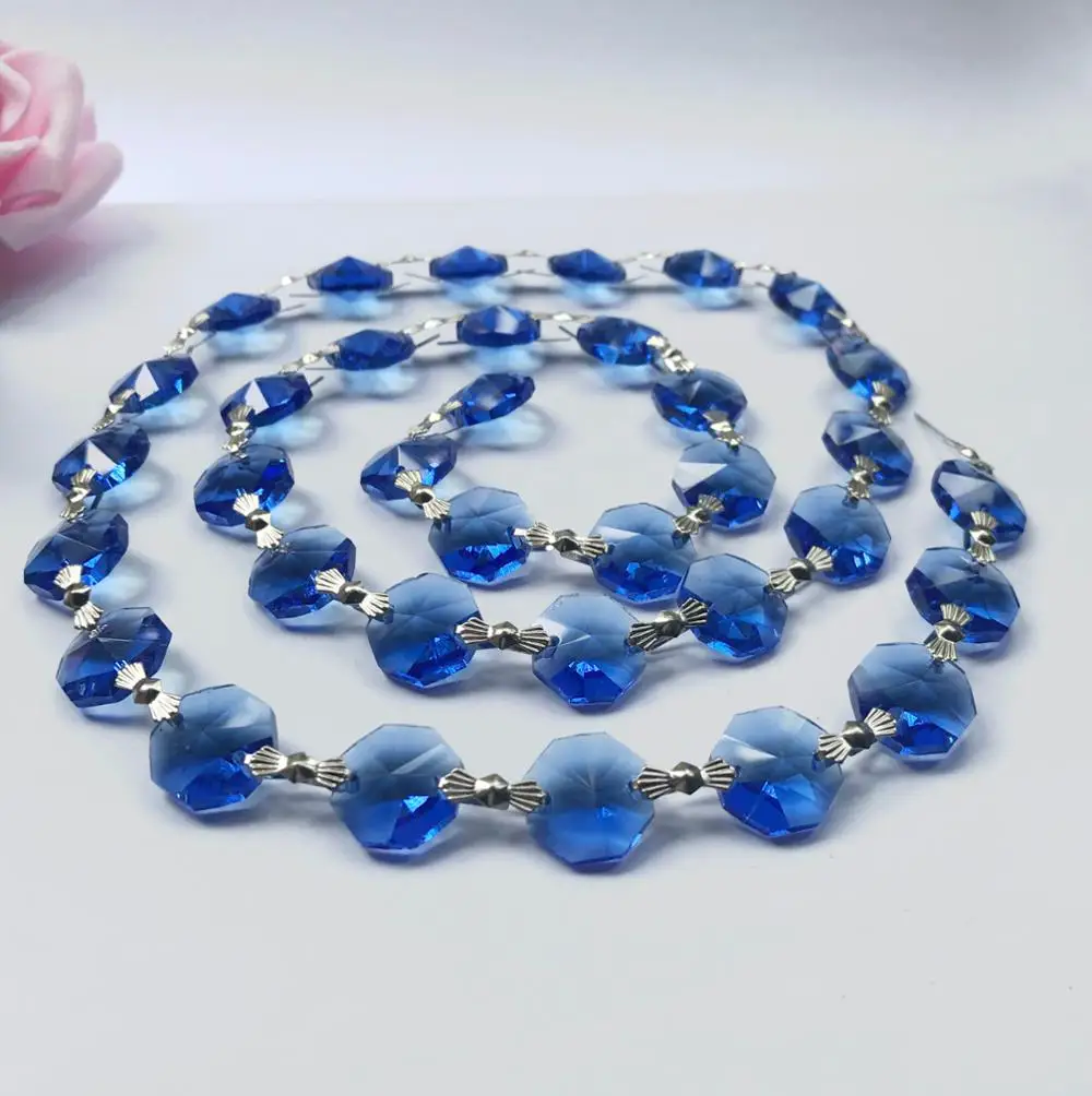 14mm Blue Octagon Beads Wedding Garland Strand Crystal Beads Chain ...