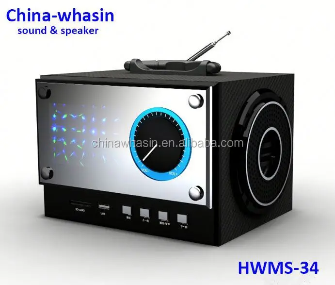 Hot Sale Multimedia LED U-Disk FM Radio Mobile Portable wooden passive speaker