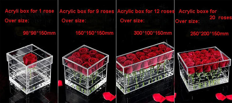 Transparent acrylic flower display box