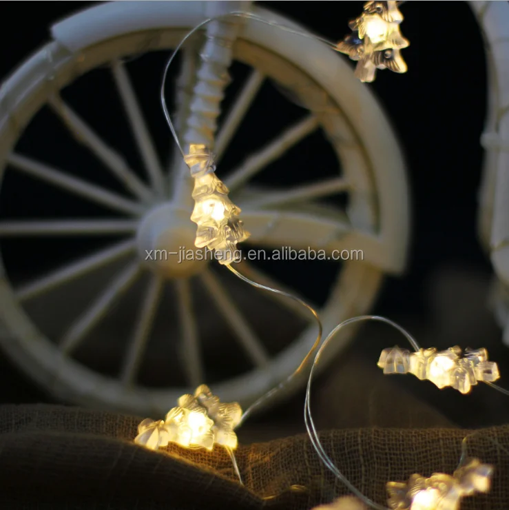 Hot Sell Tree Shaped Battery Operated Silver Copper Wire Led String Lights For Christmas Party