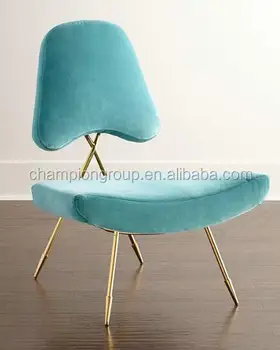 Blue Velvet Chair Gold Legs