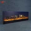 Modern city night view typographic wall picture interior frame with LED Light Canvas Painting