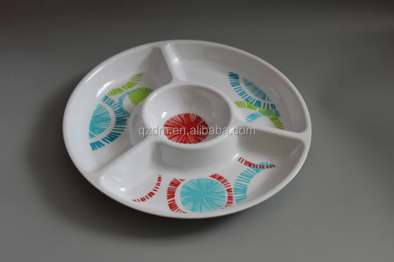 Round Shape Melamine 4 Section Plate For Europe