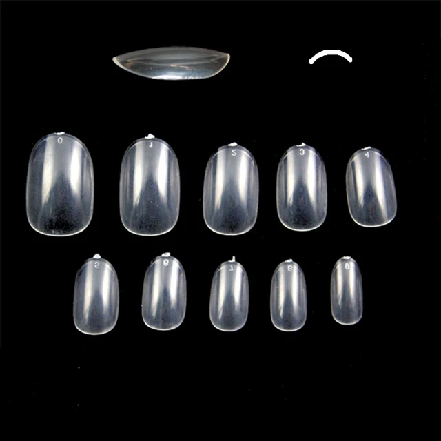 TSZS 600pcs-AN57 ネイル製品ショートオーバルフルカバー明確な先端日本アクリル偽の釘