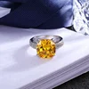 Fashion Ring With Big Yellow & Pink Colored Stone For Party