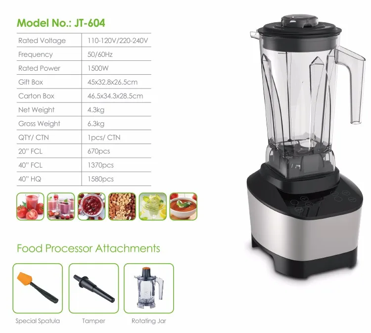 Low Noise Bpa Free Material 30000rmp Power Blender Commercial Blender