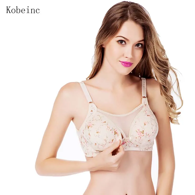 Flower Printing Women Maternity Bra Anti Emptied Bra for Nursing Front Open Buckle Pregnant Woman Underwear