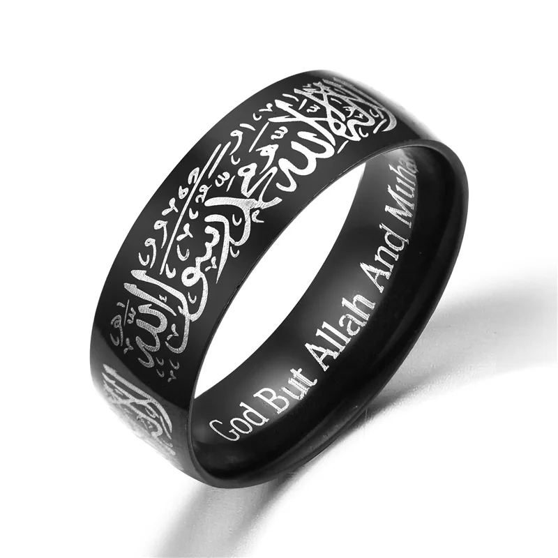 Wholesale Stainless Steel Arabic Aqeeq Shahada Muslim Islamic Rings