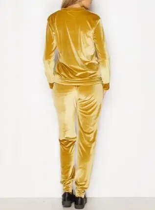 gold velour tracksuit