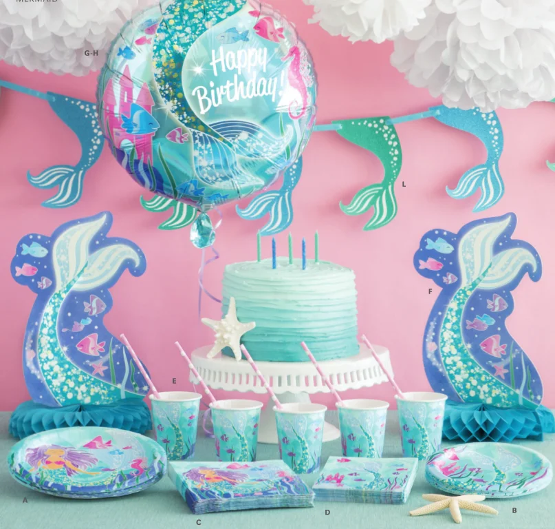Disposable The Little Mermaid Party Favors Tableware And Birthday Party
