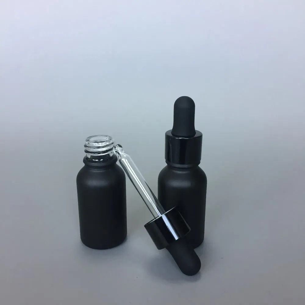 Wholesale Matte Black Glass Dropper Bottle Essential Oil Bottle 5ml 10ml 15ml 20ml 30ml 50ml 6638