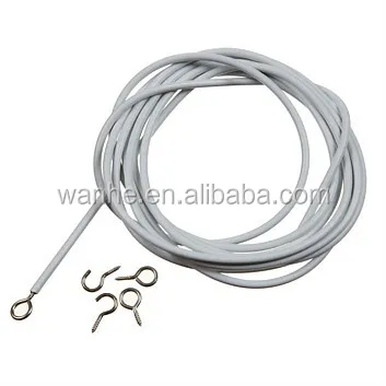 10m CURTAIN STRETCH WIRE KIT 20 Hooks & Eyes Expanding Spring Caravan Boat Rope 